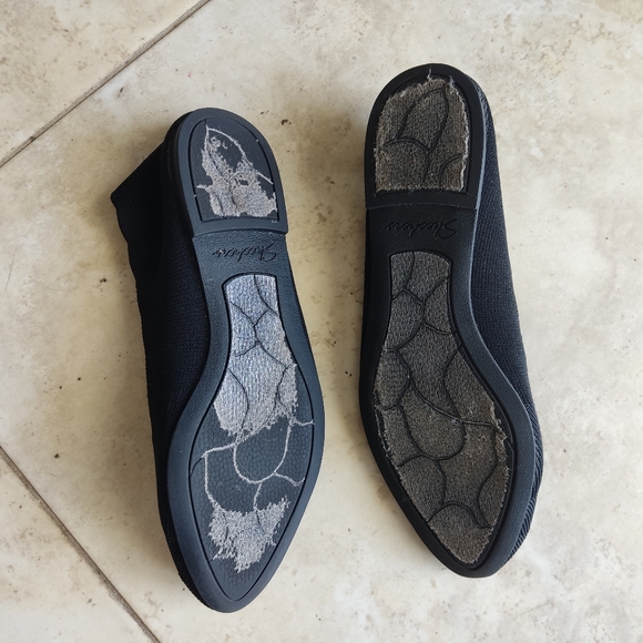 Skechers Cleo Bewitch Womens Size 7.5 Shoes Black Woven Stretch Fit Ballet Flats - Picture 6 of 10